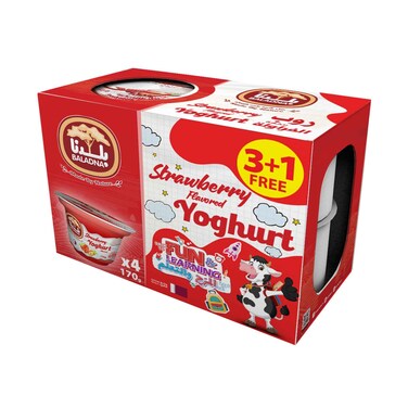 Baladna Strawberry Yoghurt 170g x4