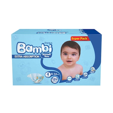 Sanita Bambi Diapers Extra Absorption Large 124 Pieces