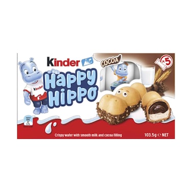 Kinder Happy Hippo Milk And Cocoa Cream Biscuits T5 103g