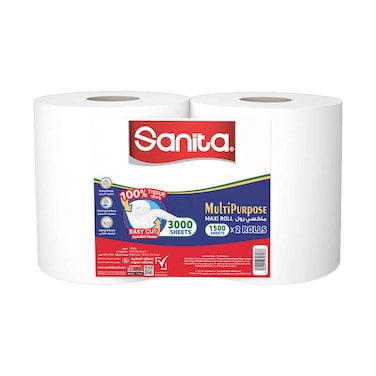 Sanita Gipsy Maxi Roll 1500 Sheets x2 Pieces