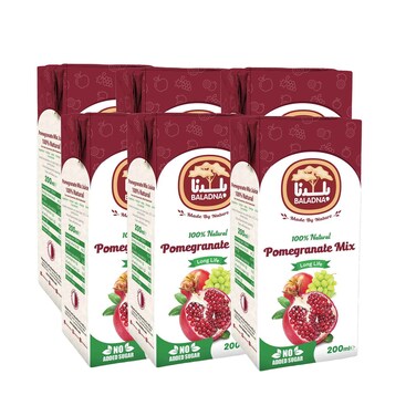 Baladna Long Life Pomegranate Mix Juice 200mlx6's