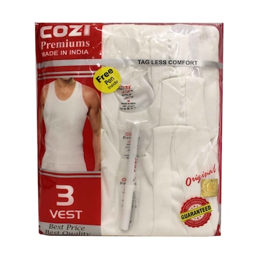 Cozi Premiums Mens Vest With Pen Double Extra Large Size 3 Pieces (No Refund &amp; Exchange For Hygenic Items)