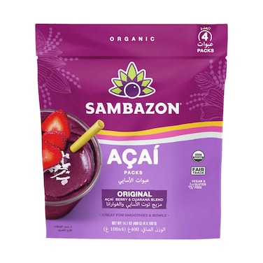 Sambazon Organic Acai Berry Guarana Fruit Puree 400g
