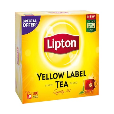 ليبتون العلامة الصفراء كيس شاي أسود 2 جرام × 100 كيس