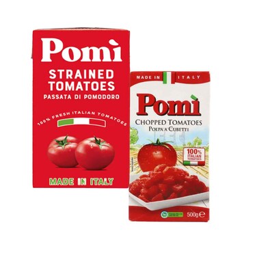 Pomi Strained Tomatoes &amp; Chopped Tomatoes 500gx2 Pieces