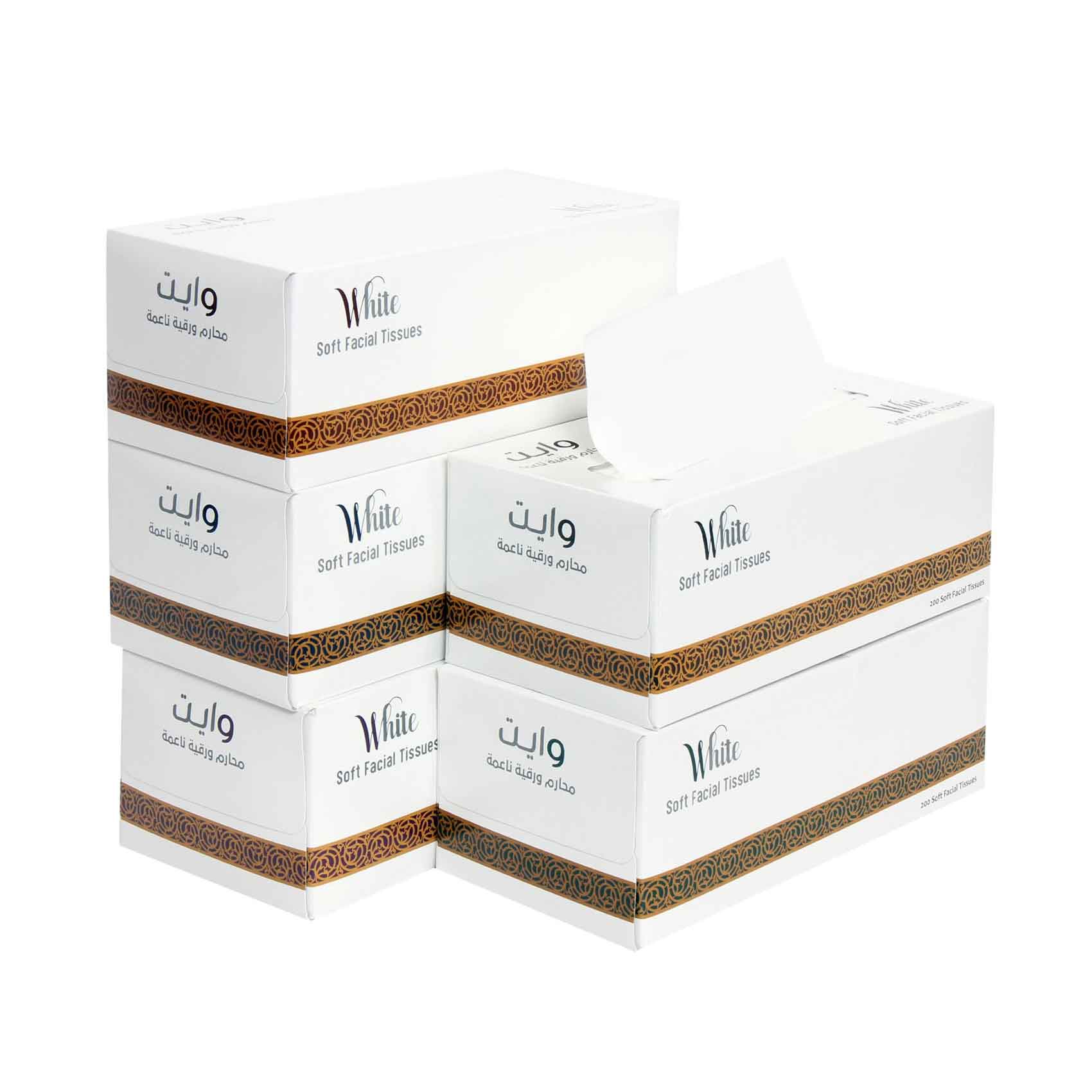 White Facial Tissue 200 Sheet x5's