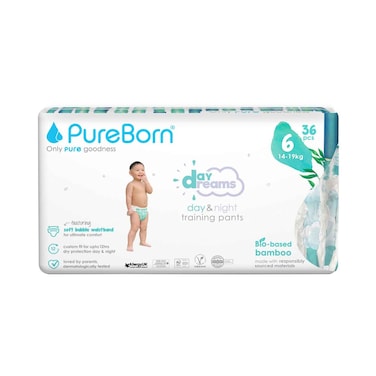 Pure Born Baby Day Dreams, Day &amp; Night Training Pants, Size 6 For 14-19kg 36 Pieces