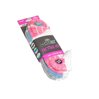 Outdoor Active Fit Ladies Trainer Sock 3 Pairs Assorted
