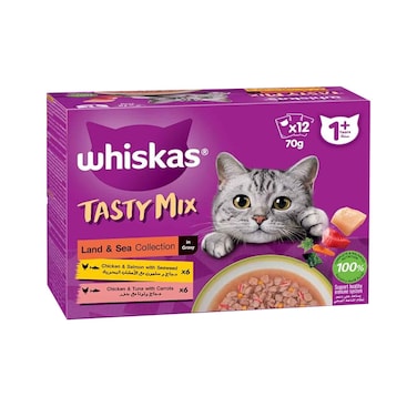 Whiskas Cat Food Tasty Mix Sea Collection Multicolor 70g x Pack of 12