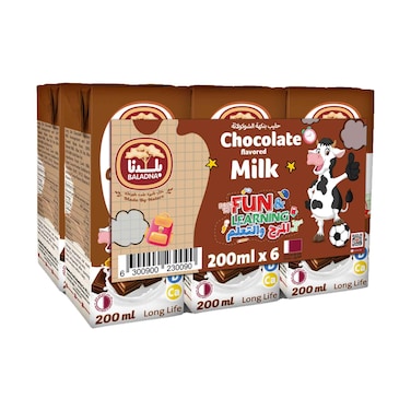 بلدنا شوكولاتة بالحليب المعقم 200 مل عبوة من 6 قطع
