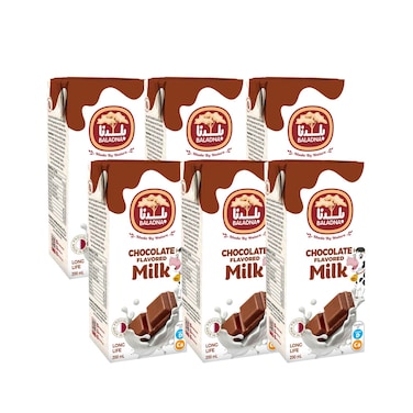 Baladna UHT Milk Chocolate 200ml x Pack of 6