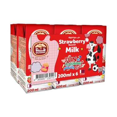 Baladna Strawberry  Milk 200ml x Pack of 6