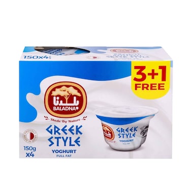 Baladna Yoghurt Greek Style Plain 150g x Pack of 4