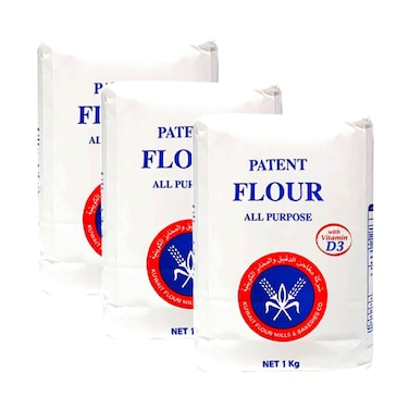 Kuwait Flour Mills And Bakeries Co. Flour Patent All Purpose 1kg x 3 Pieces