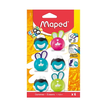 Maped Croc Croc Bunny &amp; Frog Shaped Erasers 6 Pieces