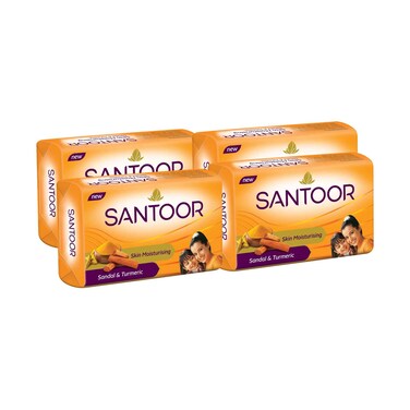 Santoor Sandal &amp; Turmeric Soap for Total Skin Care 100gx4 Pieces