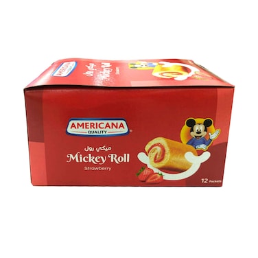 Americana Strawberry Mickey Roll Cake 25gx12 Pieces