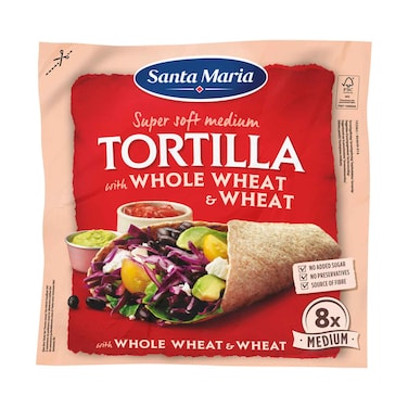 Santa Maria Tortilla Wraps Whole Wheat Medium 320g (8 Pieces)