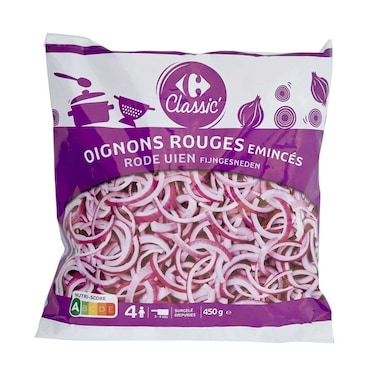 Carrefour Frozen Sliced Onions Red 450g