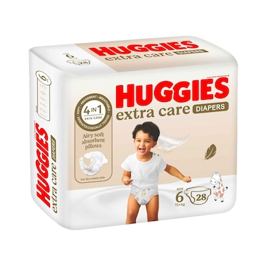 حفاضات هجيز عبوة اقتصادية للعناية الإضافية، مقاس 6، 15+كجم، 28 حفاضة