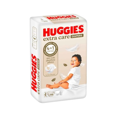 Huggies Diapers Extra Care Jumbo Pack Size 4 8-14Kg 68 Count