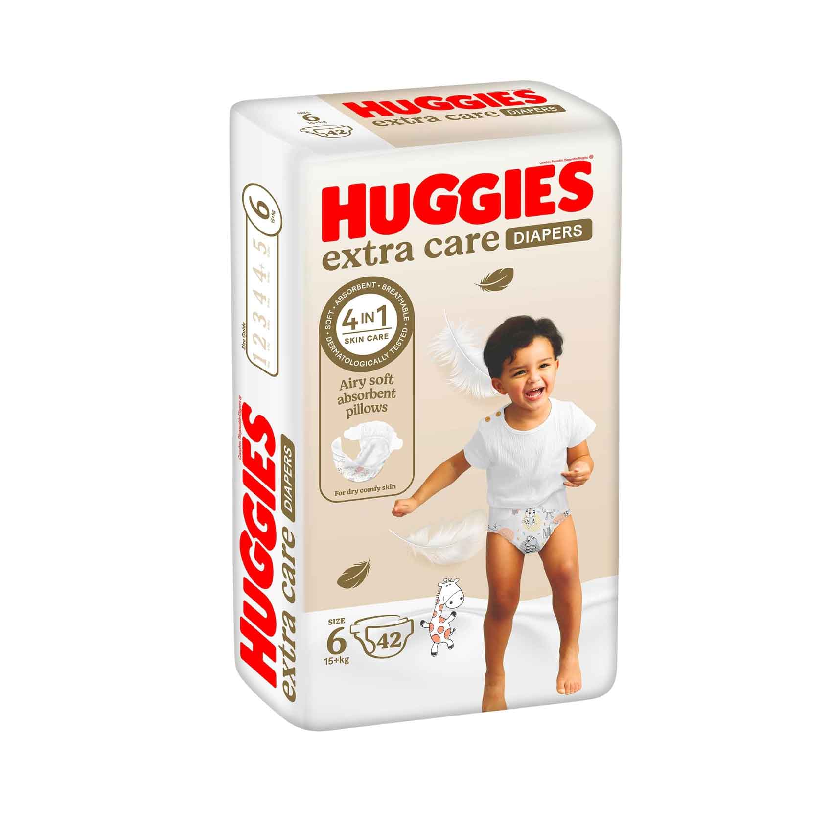 Huggies Diapers Extra Care Jumbo Pack Size 6 15+Kg 42 Count