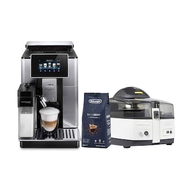 Delonghi PrimaDonna Bean To Cup Coffee Machine ECAM610.75.MB Silver + Free 250G Delonghi Coffee Beans