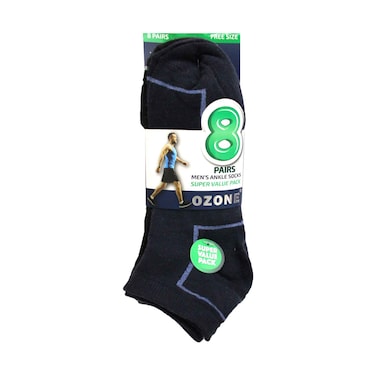 جوارب رجالية أوزون للكاحل LCS-801/810 متنوع 8 أزواج (لا يمكن الإرجاع/الاستبدال لأسباب صحية)