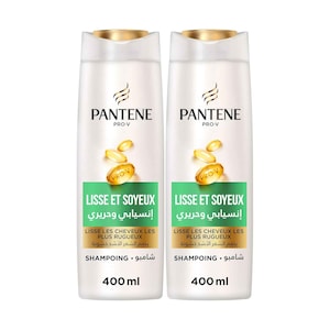 Pantene Lisse Et Soyeux Shampoo 400ml x Pack of 2