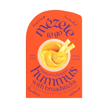 Mezete Fire Roasted Red Pepper Hummus With Bread Sticks 92g