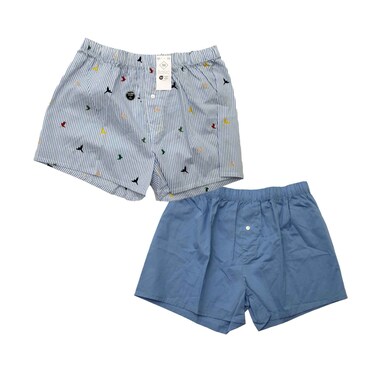 سروال بوكسر رجالي من تكس بيسيك، قطعتان، لون سماوي (لا يُسترد أو يُستبدل المنتج لأسباب صحية)