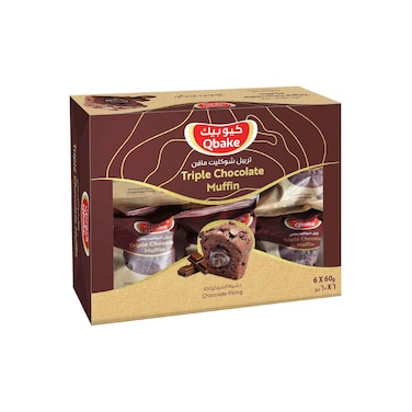 Qbake Triple Chocolate Muffin 60gx6 Pieces