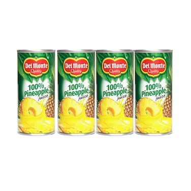 Del Monte Juice 100% Unsweetened Pineapple 240ml x Pack of 4