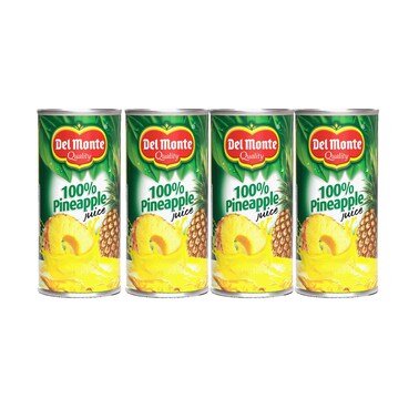 Del Monte Juice 100% Unsweetened Pineapple 240ml x Pack of 4
