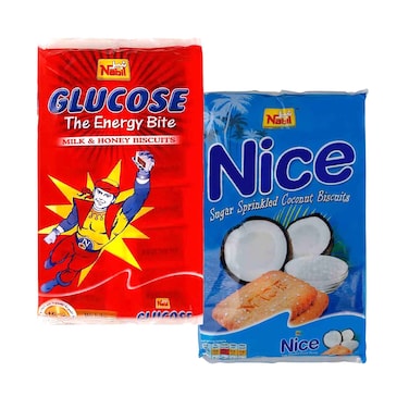 Nabil Glucose &amp; Nice Biscuit Assorted 40gx10 Pieces Pack Of 2