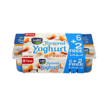 Al Maha Flavoured Yogurt Peach Low Fat 100gx8 Pieces