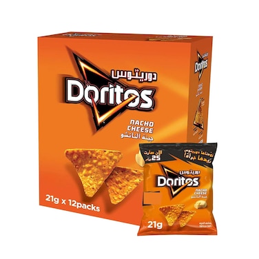 Doritos Nacho Cheese Tortilla Chips 21gr Pack of 12