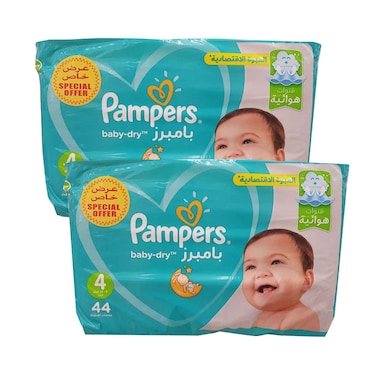 Pampers Baby Dry Size 4 9-14kg 44 Diapers Pack of 2