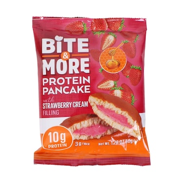 Bite &amp; More Protein Pancake with Strawberry Cream Filling 50g