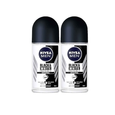 مزيل العرق نيفيا رول اون بلاك اند وايت للرجال 50 مل × قطعتين