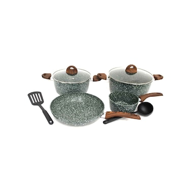 طقم أواني طهي هوم واي مطلي بالجرانيت، 8 قطع، مجموعة متنوعة