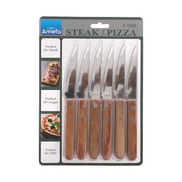 طقم سكاكين ستيك من أميفا، خشبي، 6 قطع