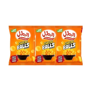 Al Batal Cheese Corn Curl/Balls 90grx3 Pieces