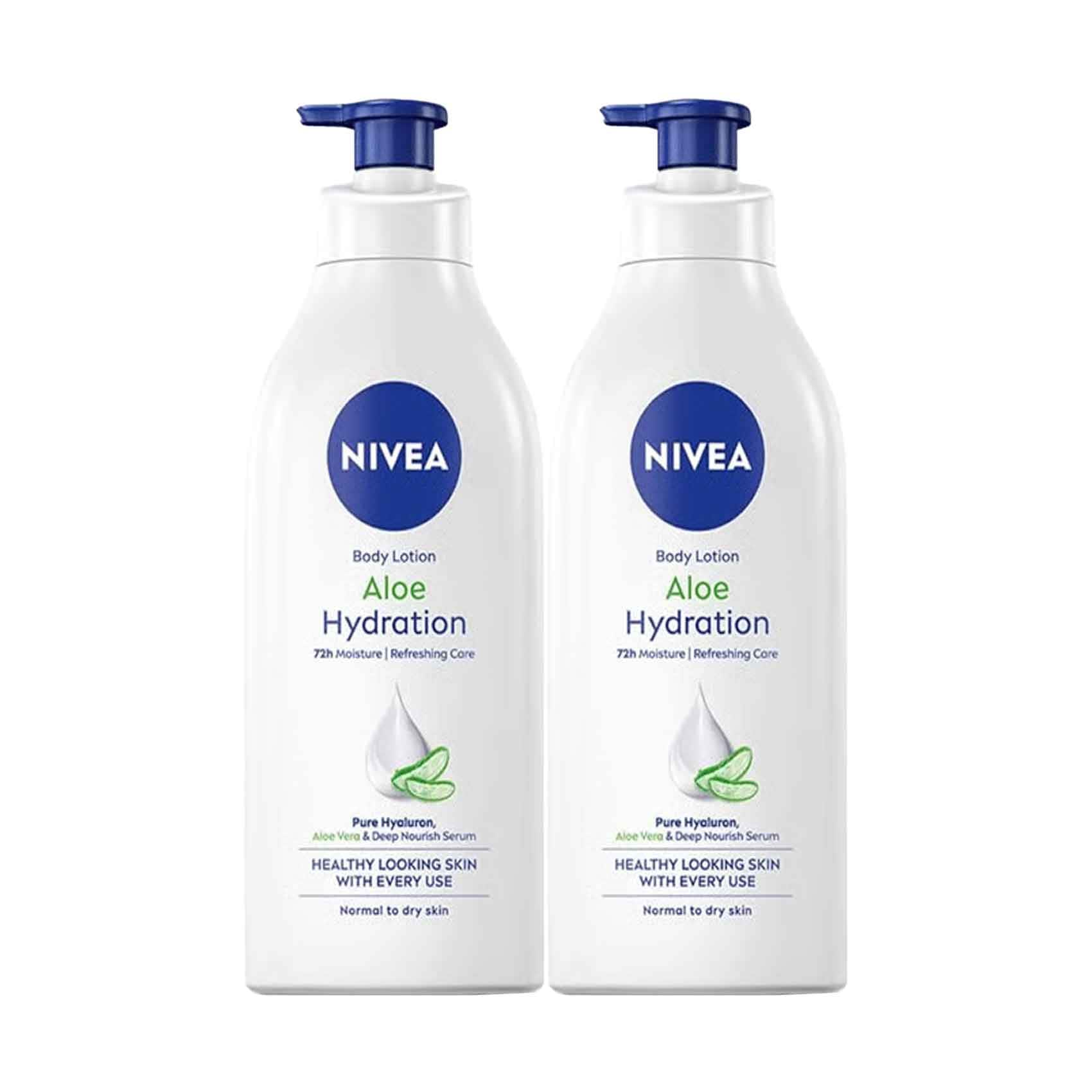 Buy Nivea Body Lotion Aloe &amp; Hydration 400mlx2 Pieces Online |  Carrefour Qatar