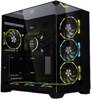 هيكل كمبيوترصندوق بس سي كيس من HALL GAMING O11 فيجن كومباكت باللون الأسود الفولاذ المقاوم للصدأ ايه تي اكس ميد تاور مع دعم خلفي للاتصال - O11VPX اسود كيس بي سي