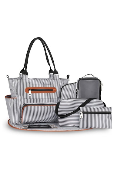 Little Story diaper bag set of 6 with hooks - Black