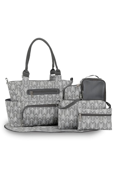 Little Story diaper bag set of 6 with hooks - Melange Grey