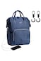 SUNVENO Diaper Bag - Nova Blue + Stroller Hooks