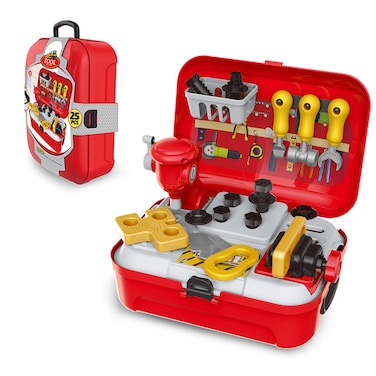 حقيبة ظهر أدوات ميكانيكي/بناء من ليتل ستوري (25 قطعة) - أحمر