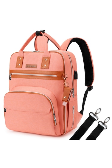 Little Story 2in1 Diaper Bag w/Sanitizer Bottle keychain &amp; Stroller Hooks - Pink